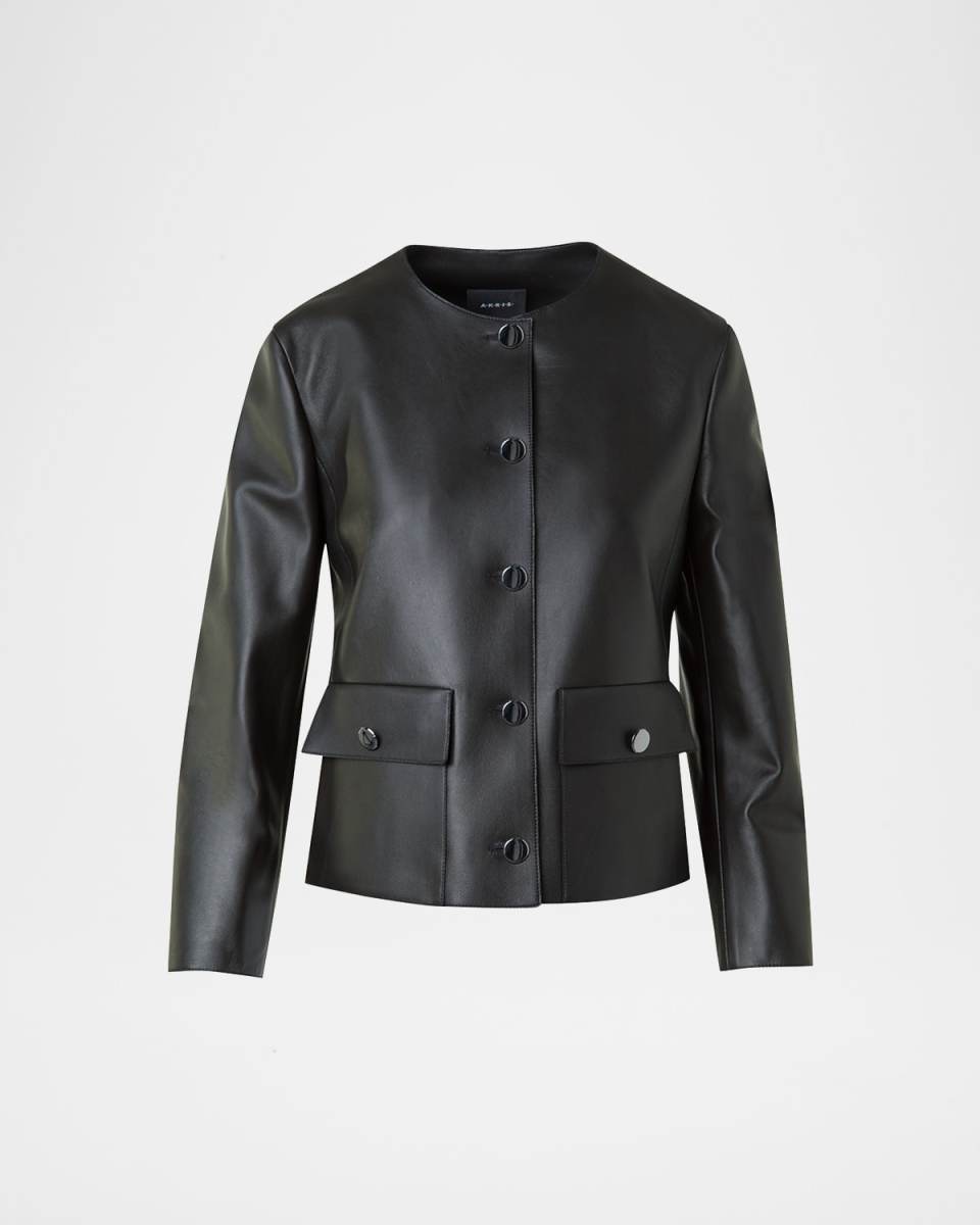Lamb Nappa Leather Collarless Jacke†